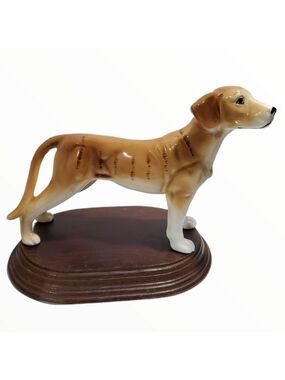 Vintage Ardalt Japan Lenwile fine China Large Great Dane figure with wood stand